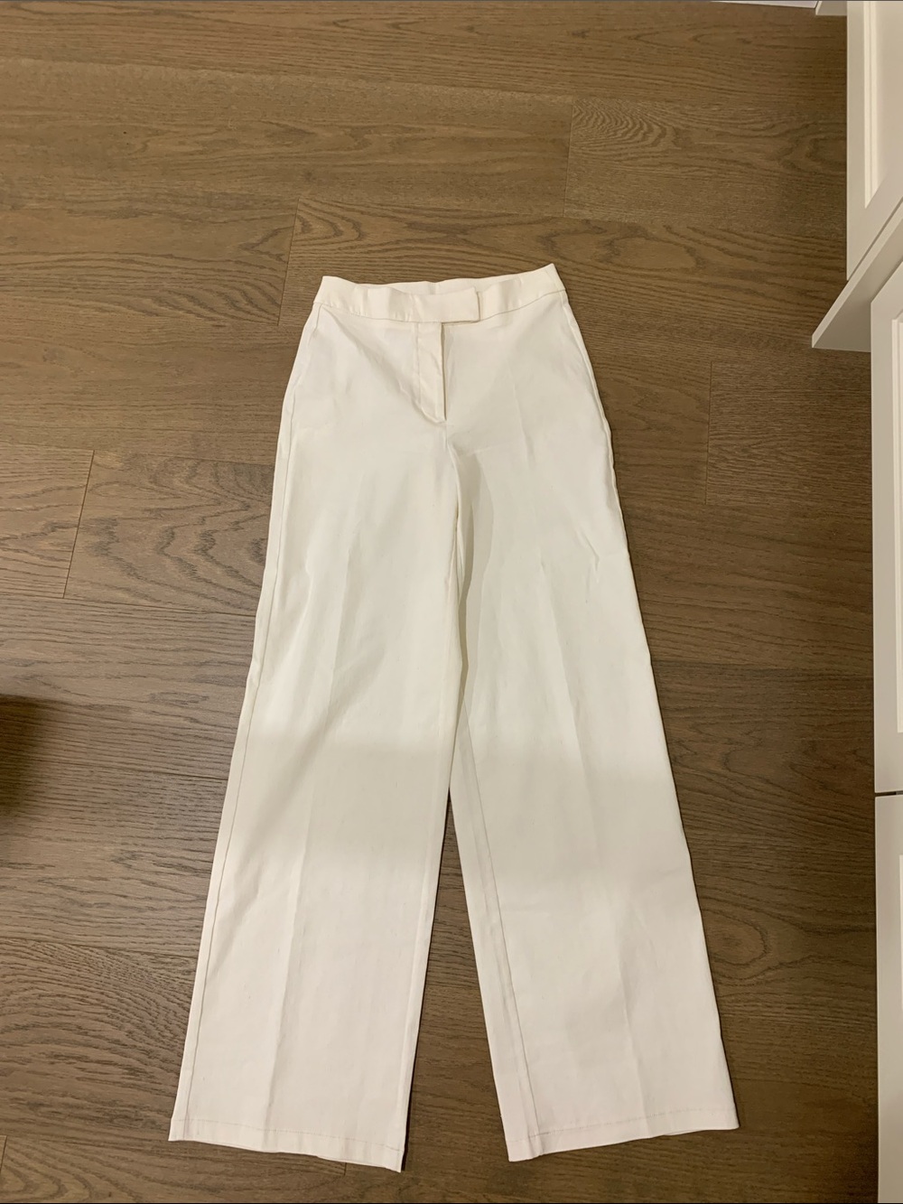 White Wide-Leg linen blend dress pants